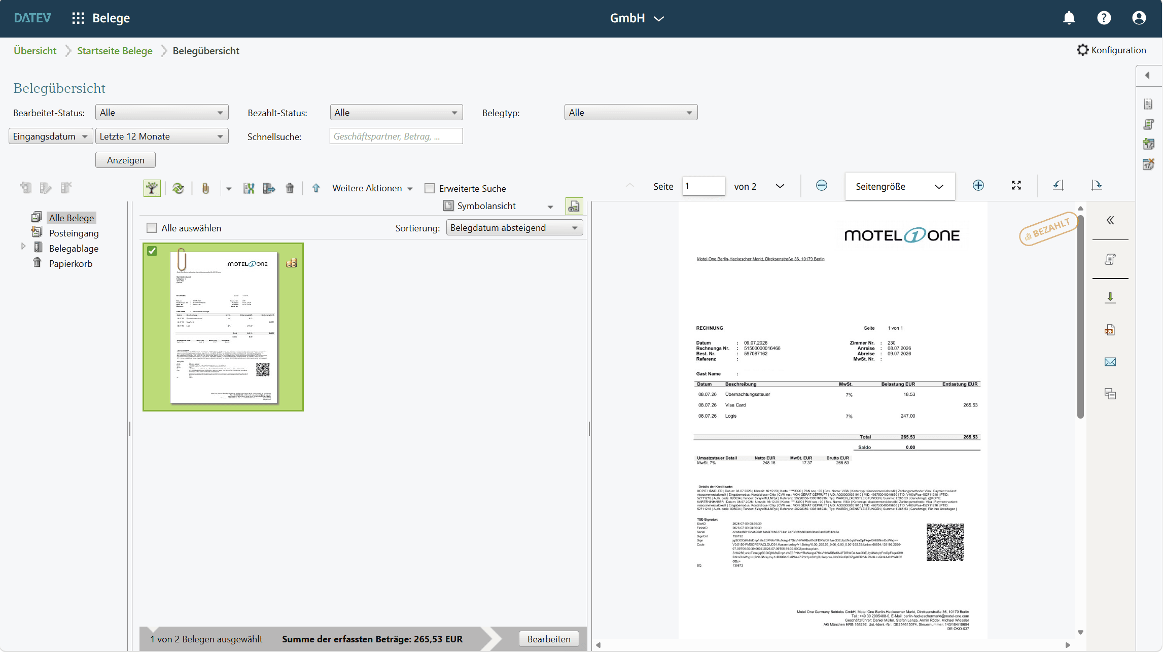 So kommt der Beleg in DATEV an